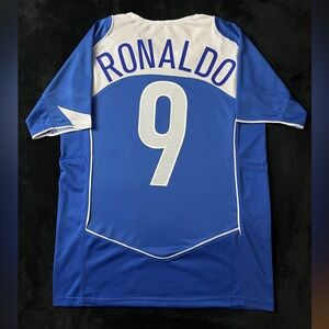 Ronaldo #9 Brazil S-XL Away Blue 2004 Retro Soccer Jersey